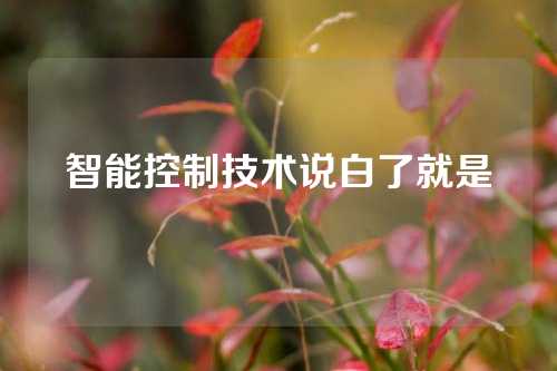智能控制技术说白了就是