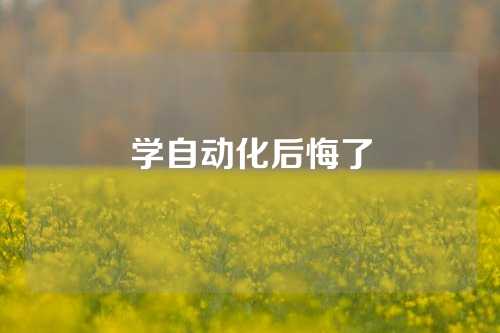 学自动化后悔了