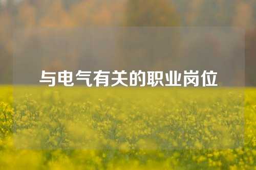 与电气有关的职业岗位