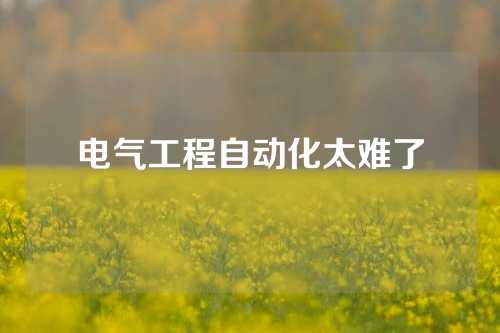 电气工程自动化太难了