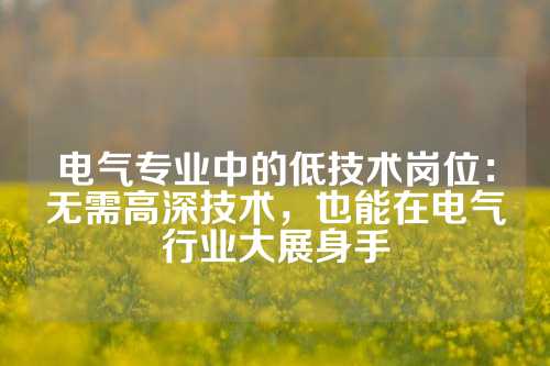 电气专业中的低技术岗位：无需高深技术，也能在电气行业大展身手
