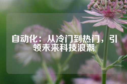 自动化：从冷门到热门，引领未来科技浪潮