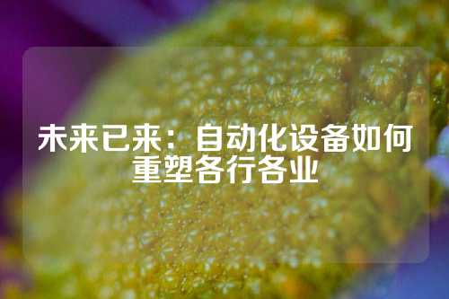 未来已来：自动化设备如何重塑各行各业