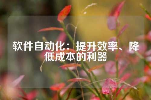 软件自动化：提升效率、降低成本的利器