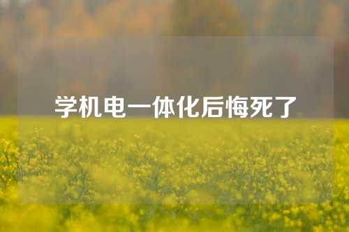 学机电一体化后悔死了