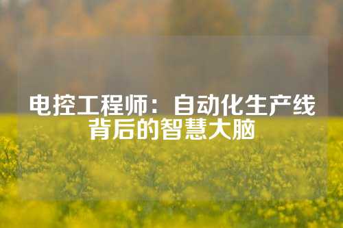 电控工程师：自动化生产线背后的智慧大脑