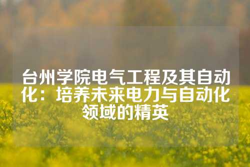 台州学院电气工程及其自动化：培养未来电力与自动化领域的精英