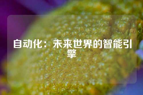 自动化：未来世界的智能引擎