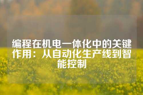 编程在机电一体化中的关键作用：从自动化生产线到智能控制