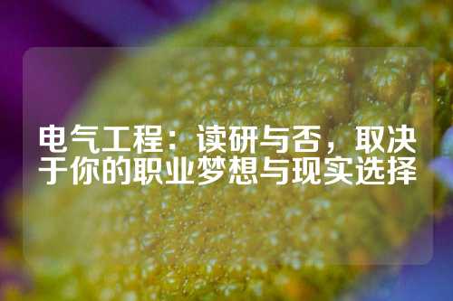 电气工程：读研与否，取决于你的职业梦想与现实选择