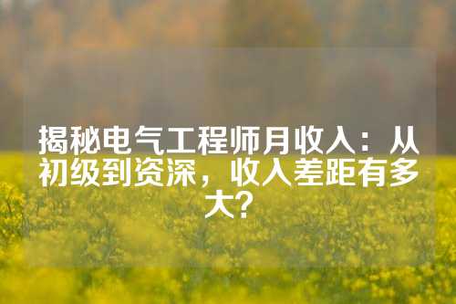 揭秘电气工程师月收入：从初级到资深，收入差距有多大？