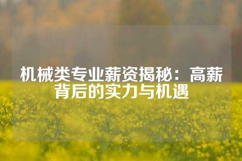 机械类专业薪资揭秘:高薪背后的实力与机遇
