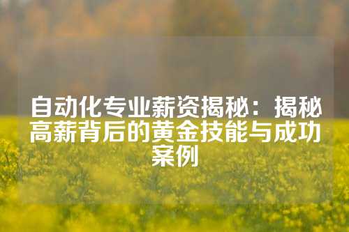 自动化专业薪资揭秘：揭秘高薪背后的黄金技能与成功案例