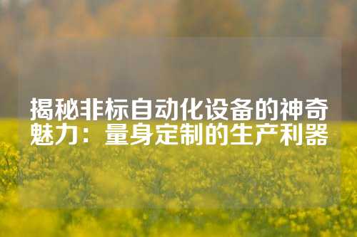 揭秘非标自动化设备的神奇魅力：量身定制的生产利器