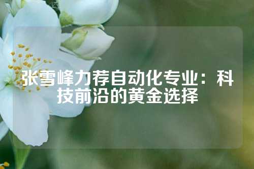 张雪峰力荐自动化专业：科技前沿的黄金选择