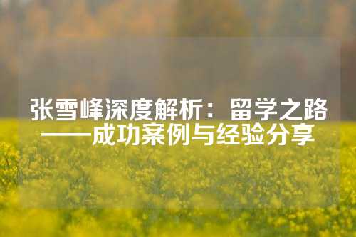 张雪峰深度解析：留学之路——成功案例与经验分享