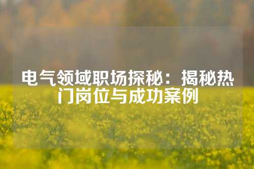 电气领域职场探秘:揭秘热门岗位与成功案例