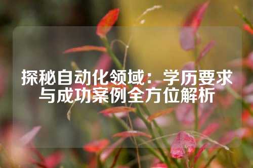 探秘自动化领域：学历要求与成功案例全方位解析