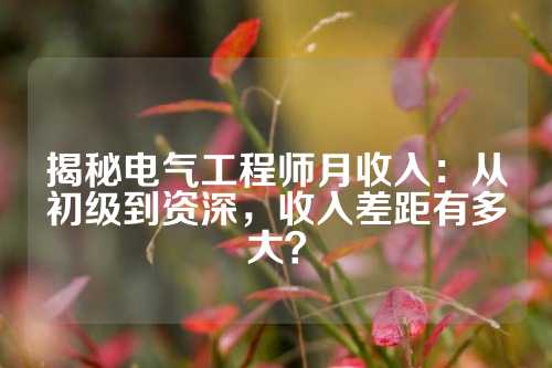 揭秘电气工程师月收入：从初级到资深，收入差距有多大？