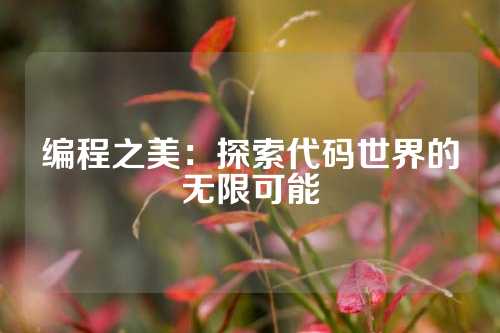 编程之美：探索代码世界的无限可能