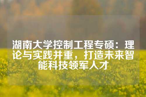 湖南大学控制工程专硕：理论与实践并重，打造未来智能科技领军人才
