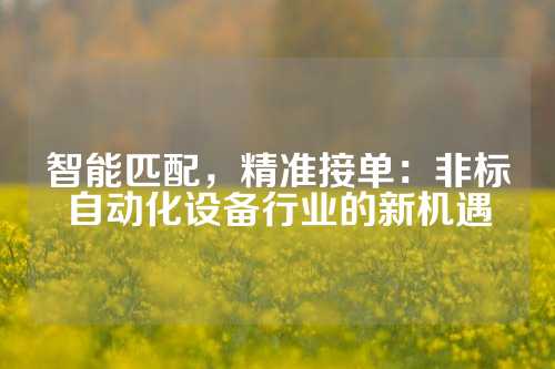 智能匹配，精准接单：非标自动化设备行业的新机遇