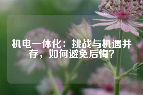 机电一体化：挑战与机遇并存，如何避免后悔？