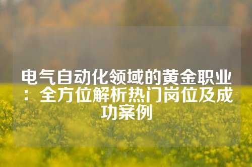电气自动化领域的黄金职业：全方位解析热门岗位及成功案例