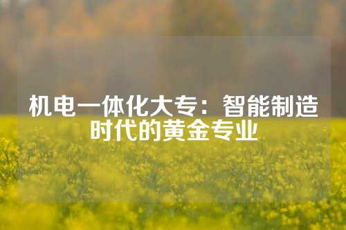 机电一体化大专：智能制造时代的黄金专业