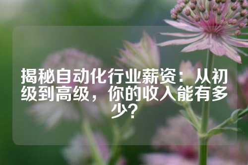 揭秘自动化行业薪资：从初级到高级，你的收入能有多少？