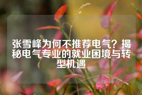 张雪峰为何不推荐电气？揭秘电气专业的就业困境与转型机遇