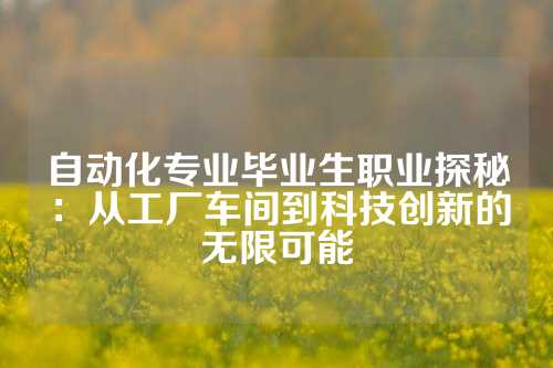 自动化专业毕业生职业探秘：从工厂车间到科技创新的无限可能