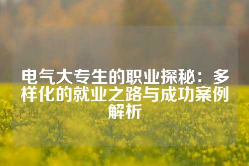 电气大专生的职业探秘:多样化的就业之路与成功案例解析