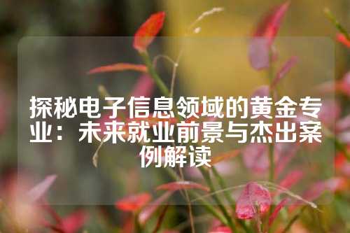 探秘电子信息领域的黄金专业：未来就业前景与杰出案例解读