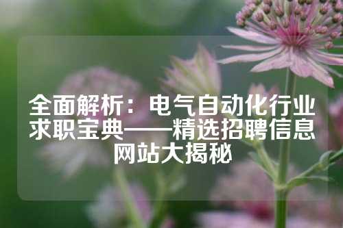 全面解析：电气自动化行业求职宝典——精选招聘信息网站大揭秘