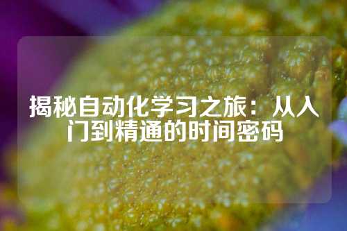 揭秘自动化学习之旅：从入门到精通的时间密码