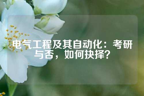 电气工程及其自动化：考研与否，如何抉择？