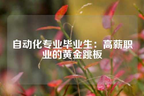 自动化专业毕业生：高薪职业的黄金跳板