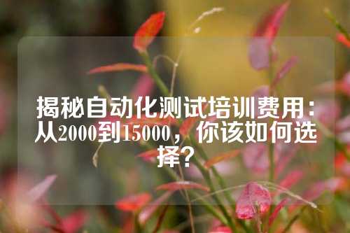 揭秘自动化测试培训费用：从2000到15000，你该如何选择？