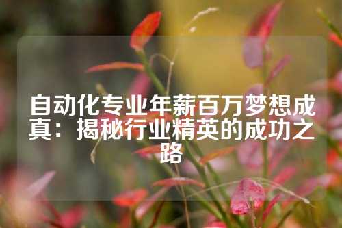 自动化专业年薪百万梦想成真：揭秘行业精英的成功之路