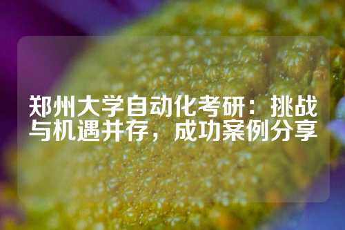 郑州大学自动化考研：挑战与机遇并存，成功案例分享