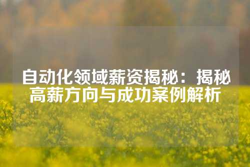 自动化领域薪资揭秘：揭秘高薪方向与成功案例解析