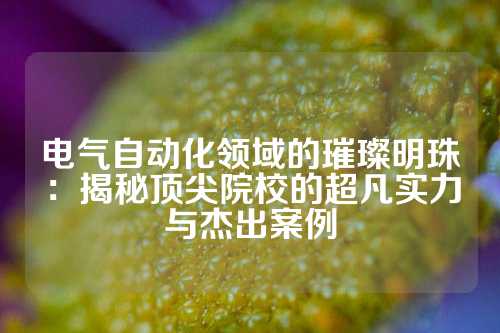 电气自动化领域的璀璨明珠：揭秘顶尖院校的超凡实力与杰出案例
