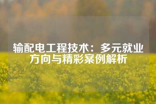 输配电工程技术：多元就业方向与精彩案例解析