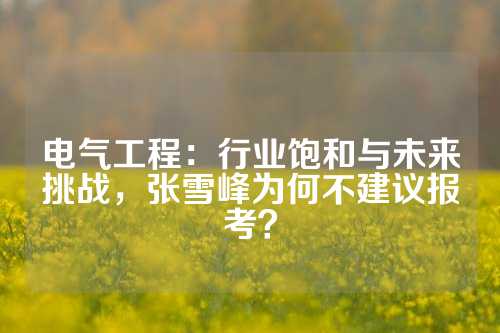 电气工程：行业饱和与未来挑战，张雪峰为何不建议报考？