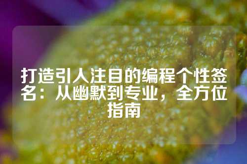 打造引人注目的编程个性签名：从幽默到专业，全方位指南