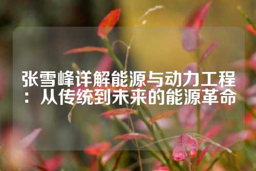 张雪峰详解能源与动力工程：从传统到未来的能源革命