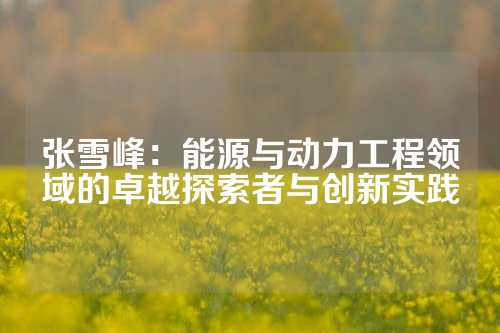 张雪峰：能源与动力工程领域的卓越探索者与创新实践