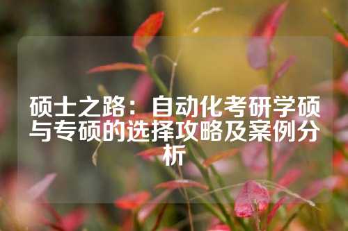 硕士之路：自动化考研学硕与专硕的选择攻略及案例分析