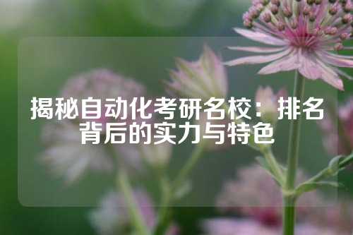 揭秘自动化考研名校：排名背后的实力与特色